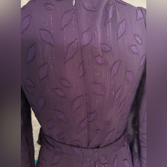 DKNY dark purple hi-lo crossover v-neck tied dress size 4 - Picture 5 of 11